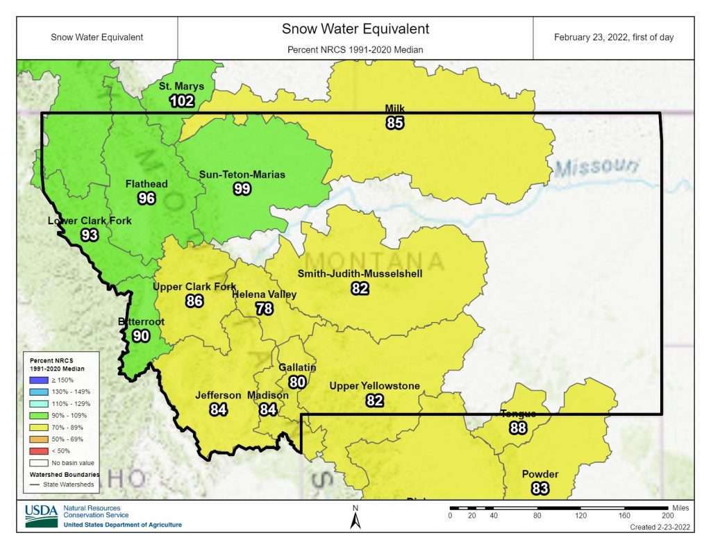 Montana snow water equivalent map