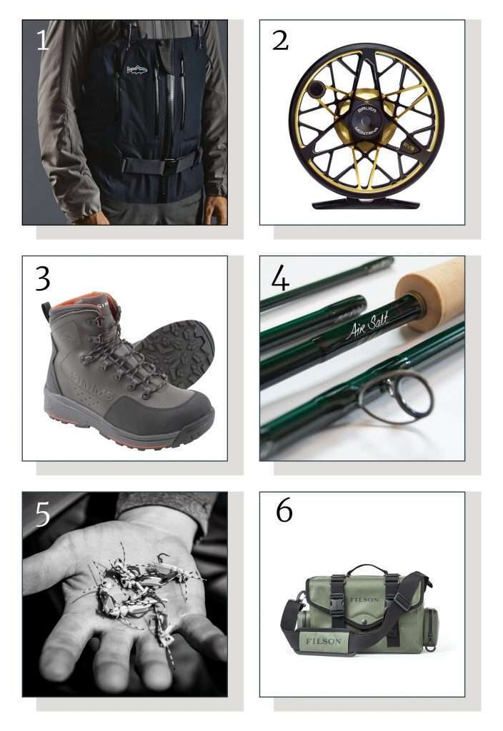 Fly fishing gear including waders, boots, reels, rods and tackle bag