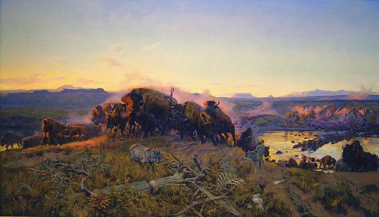 C.M. Russell painting of the area near the Missouri Breaks in Montana