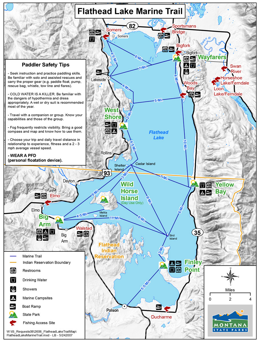 Flathead Lake marine trail map